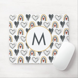 Rainbow Hearts Boho Mönster Monogram Initial Musmatta