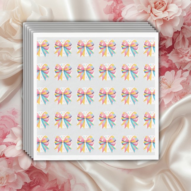 Rainbow Hearts Bow Baby Shower Pappersservett (Skapare uppladdad)
