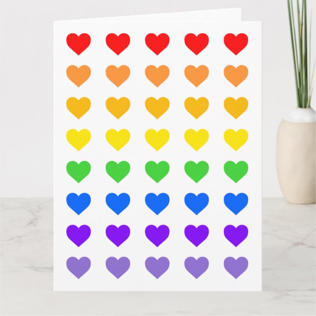 Rainbow Hearts Card Kort (Framsida)