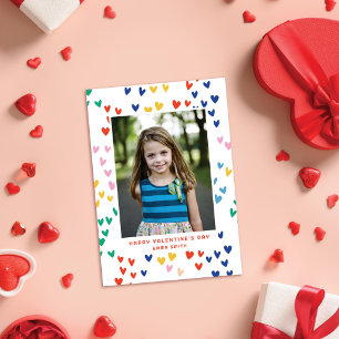 Rainbow Hearts Classroom Valentines fotokort Tack Kort