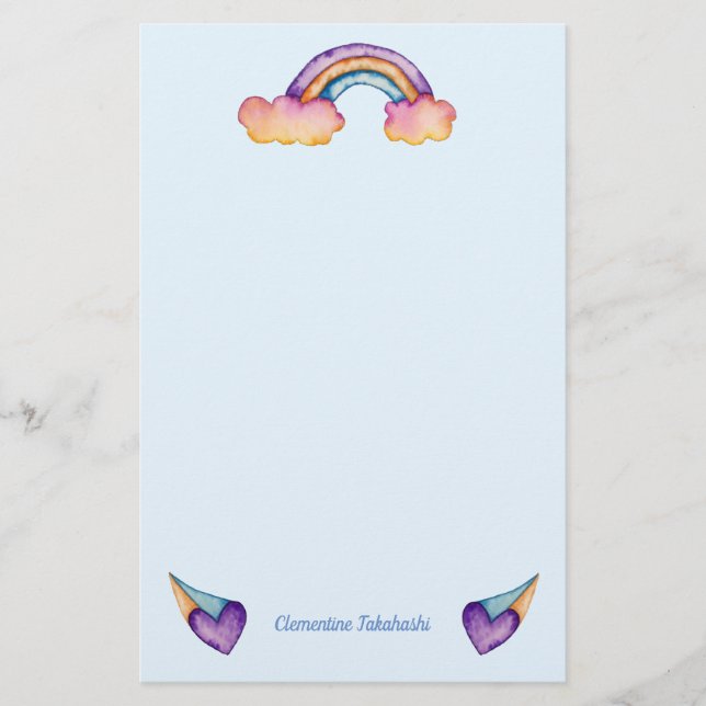 Rainbow Hearts | Cute Kids Brevpapper (Framsida)