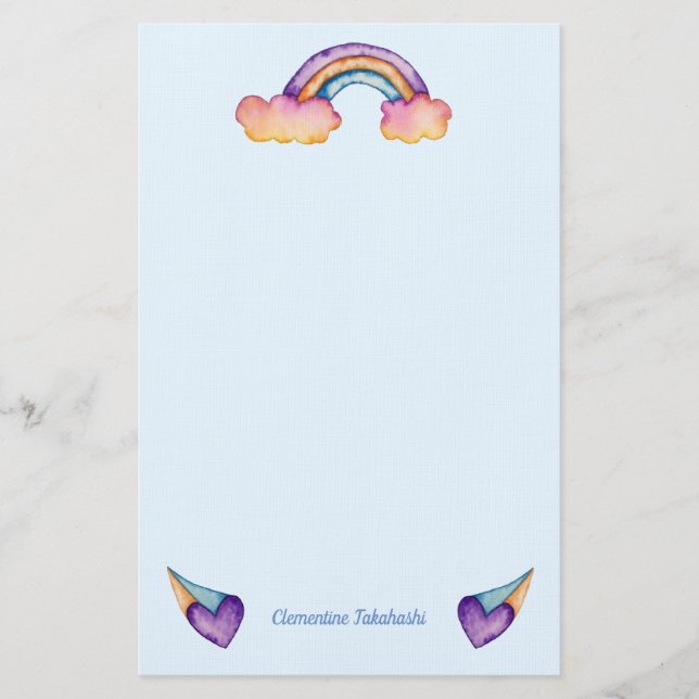 Rainbow Hearts | Cute Kids Brevpapper (Framsida)