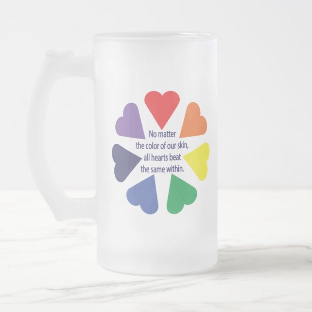 Rainbow Hearts Frostat Ölglas (Vänster)
