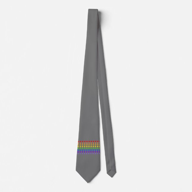 Rainbow Hearts Grått Slips (Framsida)