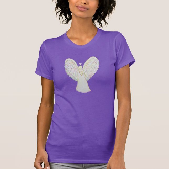 Rainbow Hearts Guardian Angel Anpassningsbar Art T T Shirt (Framsida)