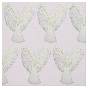 Rainbow Hearts Guardian Angel Art Fabric Material Tyg