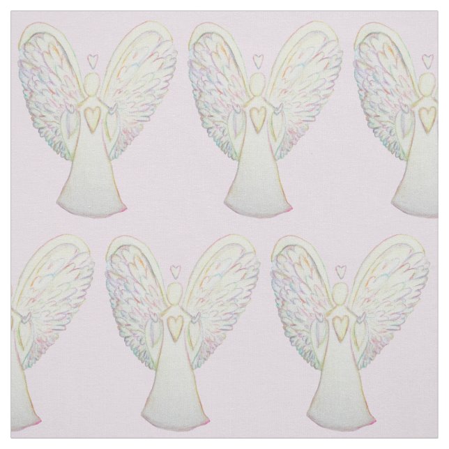 Rainbow Hearts Guardian Angel Art Fabric Material Tyg (Provkarta)