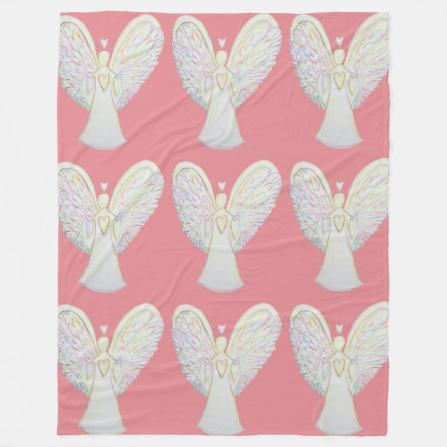 Rainbow Hearts Guardian Angel Fleece Blanket (Framsidan)