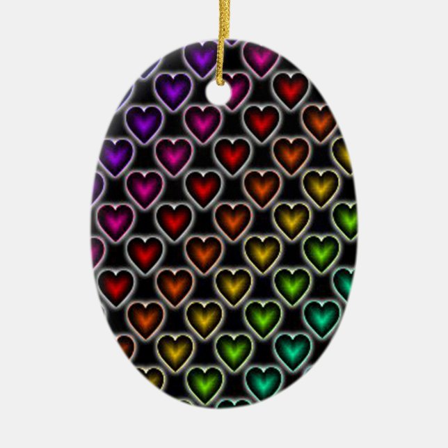 Rainbow Hearts Julgransprydnad Keramik (Framsidan)