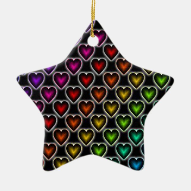 Rainbow Hearts Julgransprydnad Keramik (Framsidan)