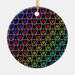 Rainbow Hearts Julgransprydnad Keramik