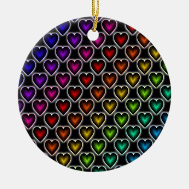 Rainbow Hearts Julgransprydnad Keramik (Framsidan)