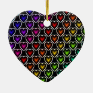 Rainbow Hearts Julgransprydnad Keramik