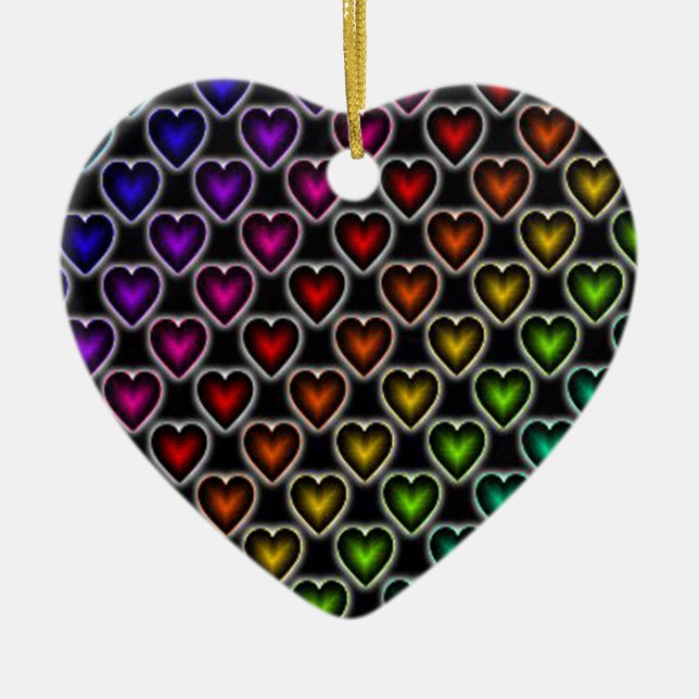Rainbow Hearts Julgransprydnad Keramik (Framsidan)