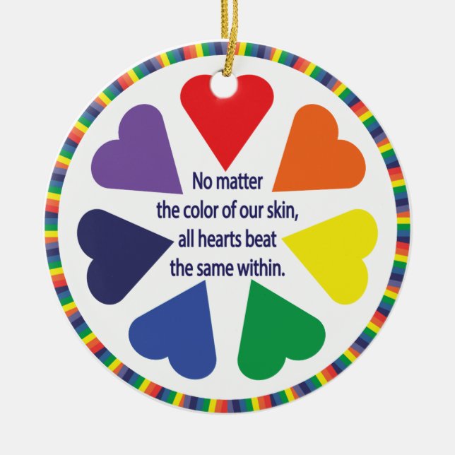 Rainbow Hearts Julgransprydnad Keramik (Framsidan)