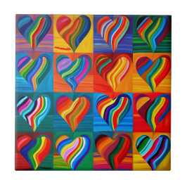 Rainbow Hearts Kakelplatta