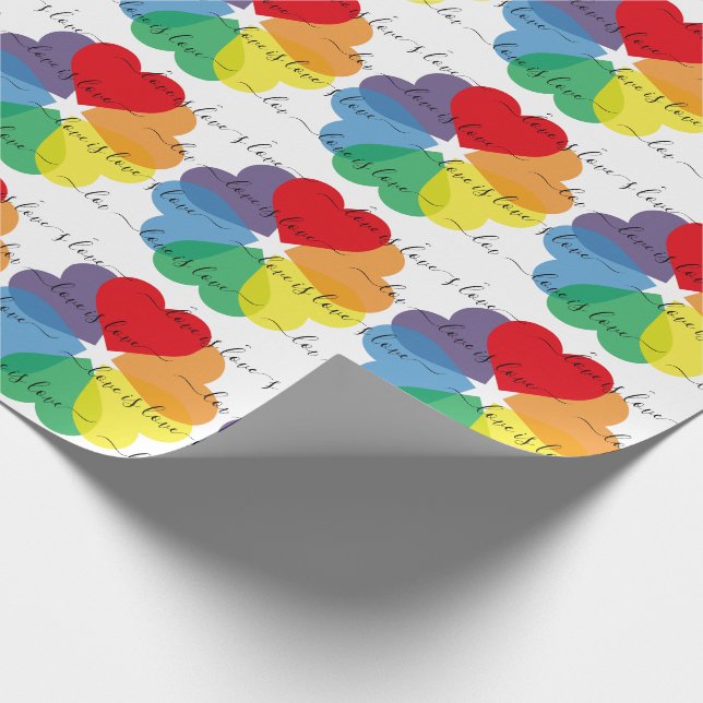 Rainbow Hearts Kärlek är Kärlek Presentpapper (Hörn)