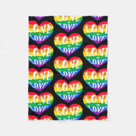 Rainbow Hearts Kärlek är Kärlek Pride Fleecefilt