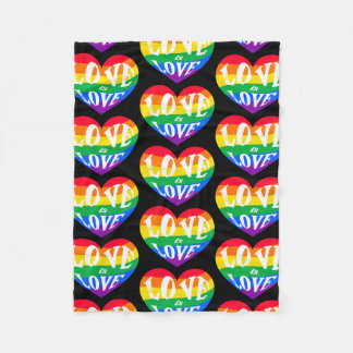 Rainbow Hearts Kärlek är Kärlek Pride Fleecefilt