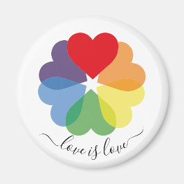 Rainbow Hearts Kärlek är Kärlek Pride Magnet