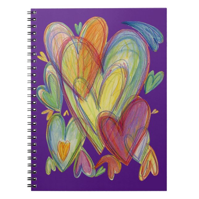Rainbow Hearts Kärlek Art Journal bärbar dator Anteckningsbok (Framsidan)