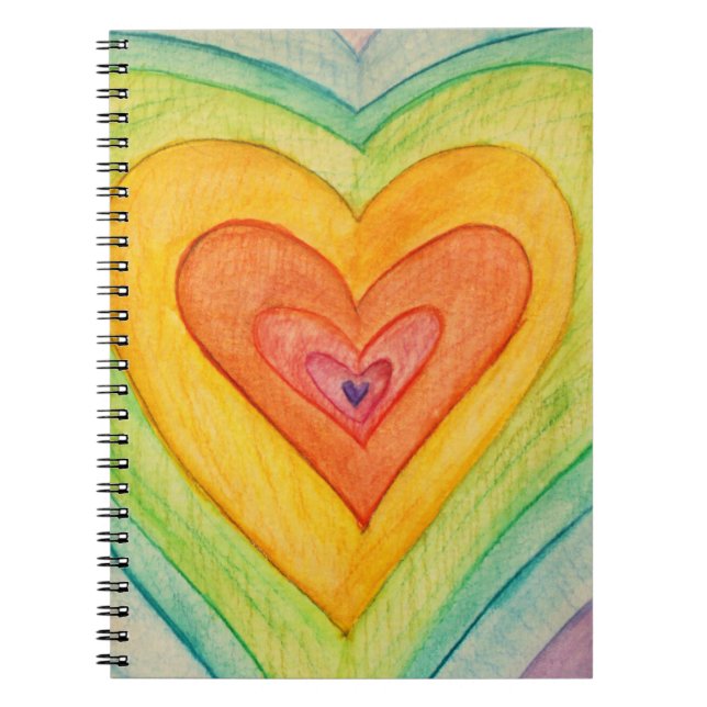 Rainbow Hearts Kärlek Art Notebook Journal Anteckningsbok (Framsidan)