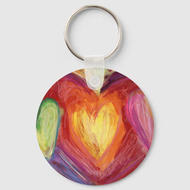 Rainbow Hearts Kärlek Pendant Keychain Charm Nyckelring (Framsida)