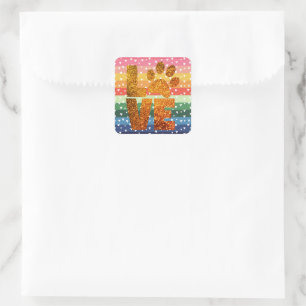 Rainbow Hearts Kärlek Tass avtryck Stickers Fyrkantigt Klistermärke