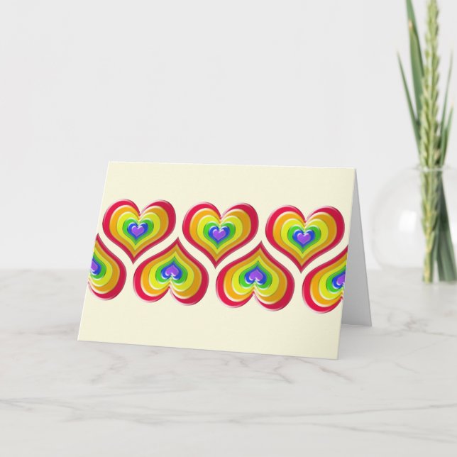 Rainbow Hearts Kärlek Wins Valentine Helgkort (Framsida)