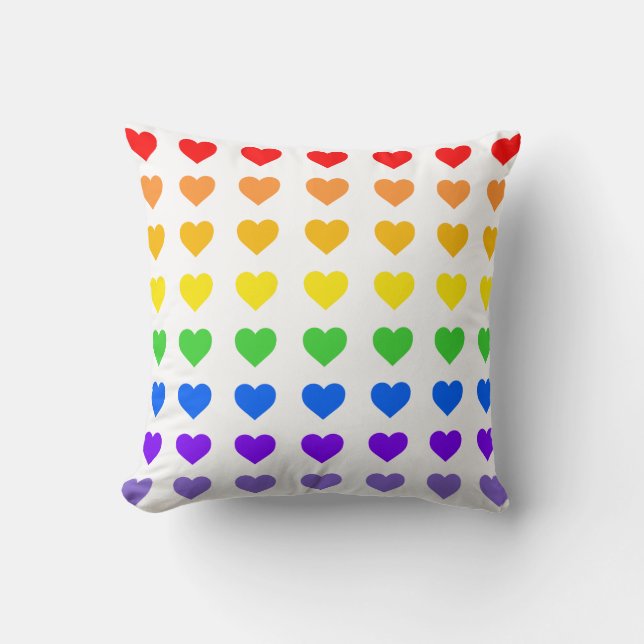 Rainbow Hearts Kudde (Framsida)