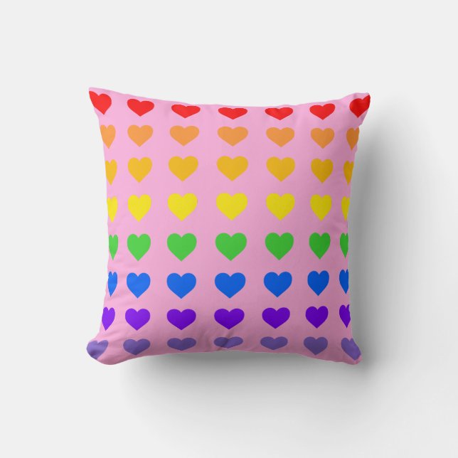 Rainbow Hearts Kudde (Framsida)