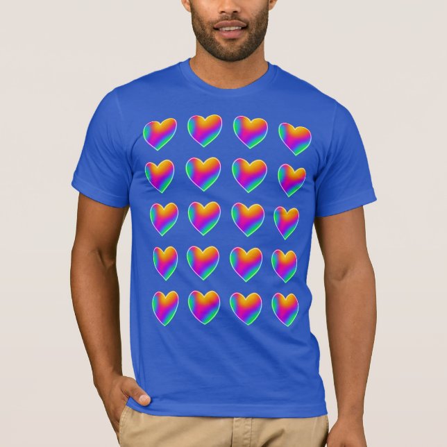Rainbow Hearts Manar-Shirt T Shirt (Framsida)