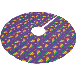 Rainbow Hearts Mönster Julgransmatta Borstad Polyester