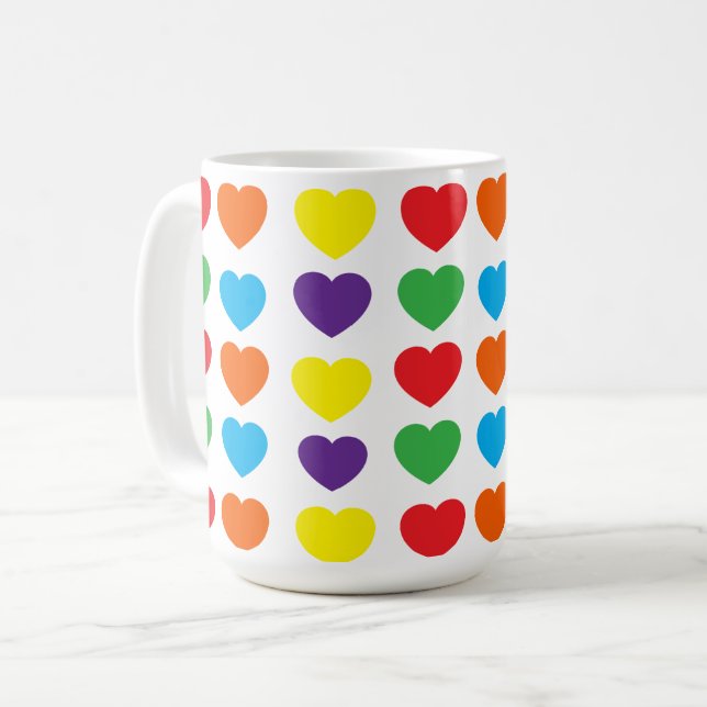 Rainbow Hearts Mönster Kaffemugg (Framsida vänster)