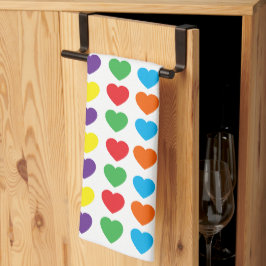 Rainbow Hearts Mönster Kökshandduk
