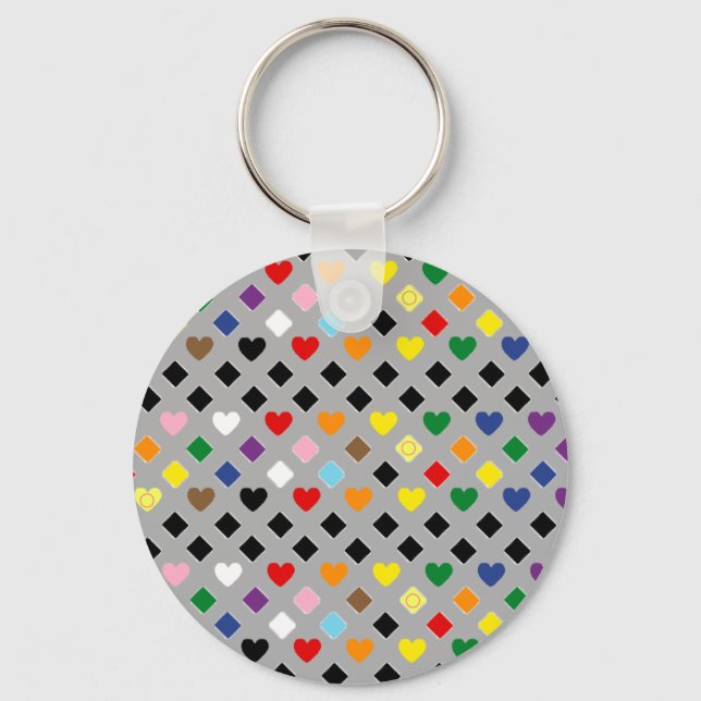 Rainbow Hearts Nyckelring (Framsida)