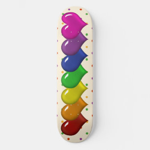 Rainbow Hearts och Polka dots Girls Skatebox Mini Skateboard Bräda 18,5 Cm