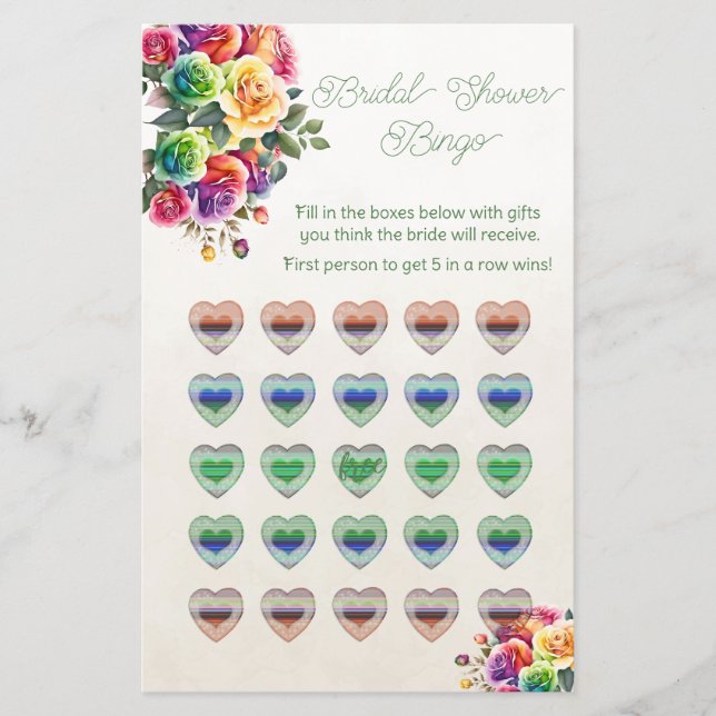 Rainbow Hearts och Ro Möhippa Bingo Flygblad (Framsidan)