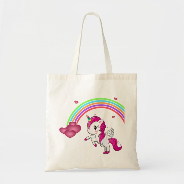 Rainbow Hearts och Unicorn Tygkasse (Framsidan)