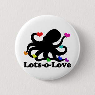 Rainbow Hearts Octopus Lots of Kärlek Knapp