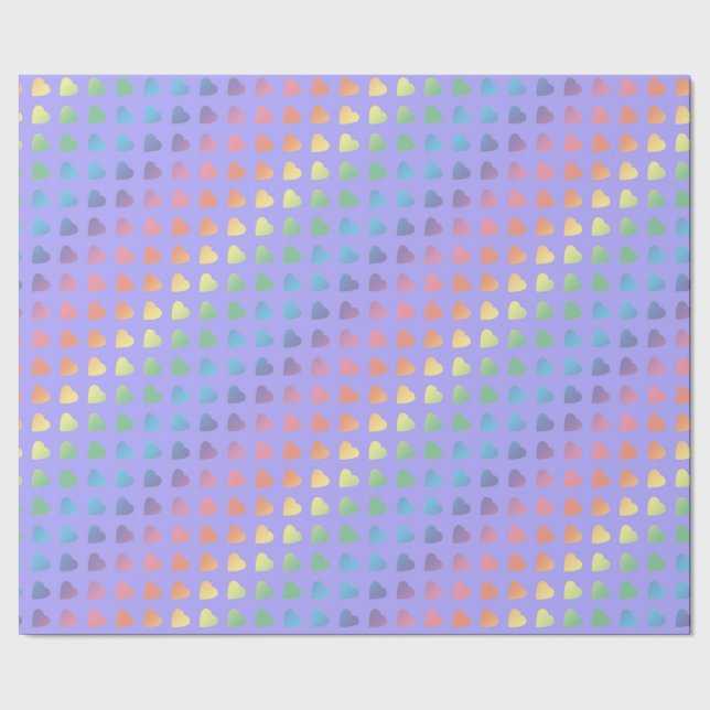 Rainbow Hearts on Lilac Presentpapper (Seam)