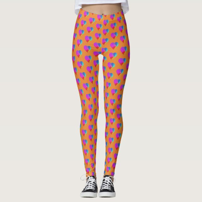 Rainbow Hearts on Orange Leggings (Framsida)