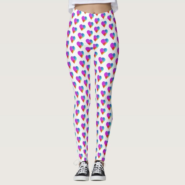 Rainbow Hearts on White Leggings (Framsida)