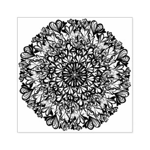 Rainbow Hearts Retro Mandala Stämpel