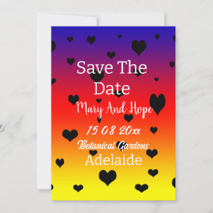 Rainbow Hearts Save the Date Gay Bröllop. Inbjudningar