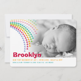 Rainbow Hearts Sprinkles Baby Birth Notice Meddelande