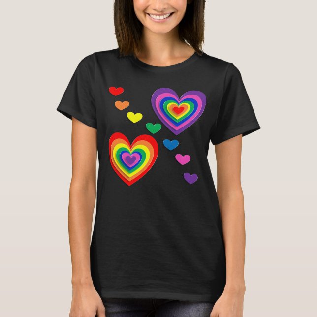 Rainbow Hearts T Shirt (Framsida)