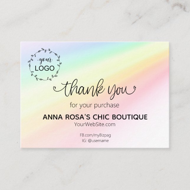*~* Rainbow Hearts Tack Branding Logotyp QR Tilläggskort (Framsida)