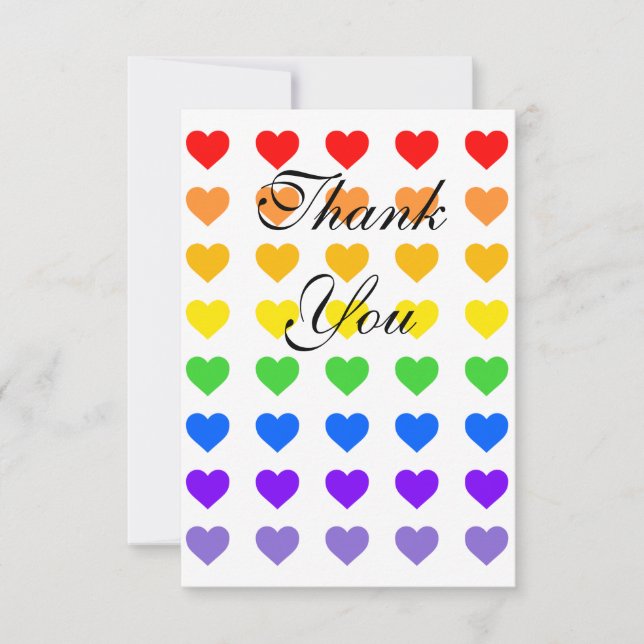 Rainbow Hearts Tack Kort (Framsida)