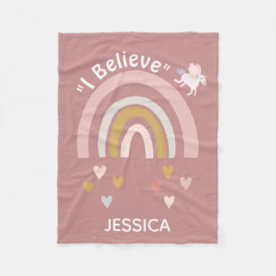 Rainbow Hearts Tro på Personligen Unicorns Fleecefilt